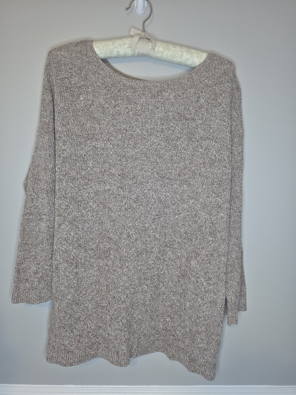 Lands' End Women's Scoop Neck Sweater in Heather Taupe